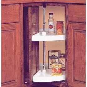 <b>KV Lazy Susan Pie Cut Door Mounted 2 Polymer Shelves 24" (Set) White</b>
