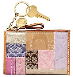 Coach Patchwork Mini Skinny Case Bag with Key Chain 42081 Pink