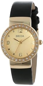 Breda Women's 2368-gold/black Jennifer Rhinestone Mini Bezel Slim Watch