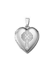 14k White Gold "Sweetheart" Celtic Cross Locket 3/4 inch x 3/4 inch in Solid 14K White Gold