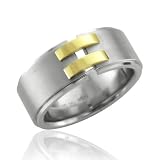 18k Gold and Stainless Steel Band Ring-Width 9mm