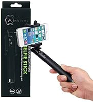 Ambiant Bluetooth Selfie Stick One-Piece U-Shape Self-Portrait Monopod Extendable with Built-in Bluetooth Remote Shutter for iPhone 6, iPhone 5s, Samsung Galaxy S6 S5, Android, Black