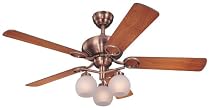 Westinghouse 7859400 Opulence II Three-Light 52-Inch Five-Blade Ceiling Fan, Washed Copper with Seeded Globes