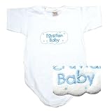 BABY BODYSUIT WHITE EMBROIDERY  LITH BLUE CLOUD EGYPTIAN  EGYPT 9 - 12 Months
