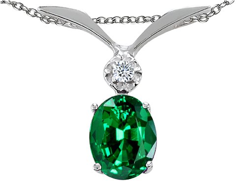 Buy 1.22 cttw Lab Created Emerald and Genuine Diamond Pendant - 14kt White or Yellow Gold by Finejewelers