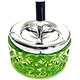 4.75" Vintage Push Down Glass Spinning Ashtray ~ Choose Your Own Color (Green)