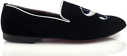 Kardinale Mens Navy Velvet Slip On W/Dollar Sign Design