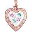 14K Rose and White Gold Heart Shape Photo Locket Charm Pendant