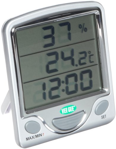 Best Cheap VeeGee 84004 Maximum and Minimum Digital Dual-Scale Thermometer with Hygrometer and Clock, 0 - 50 Degree C and 32 - 122 Degree F