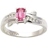 14K White Gold Pink Sapphire and Diamond Ring