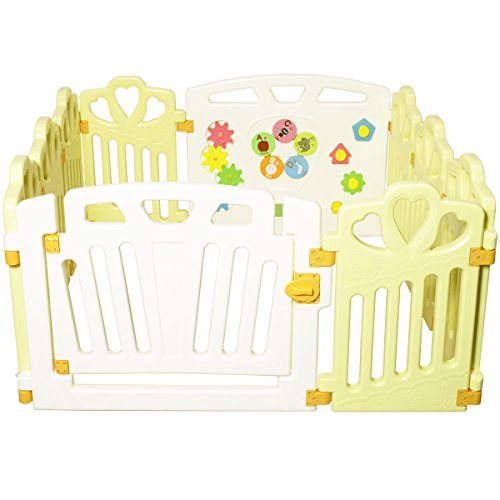 Kiddygem Puzzle and Beep with HEART! Baby Playpen, Kid Playzone - 10 Panels (Yellow) 12.69sqft