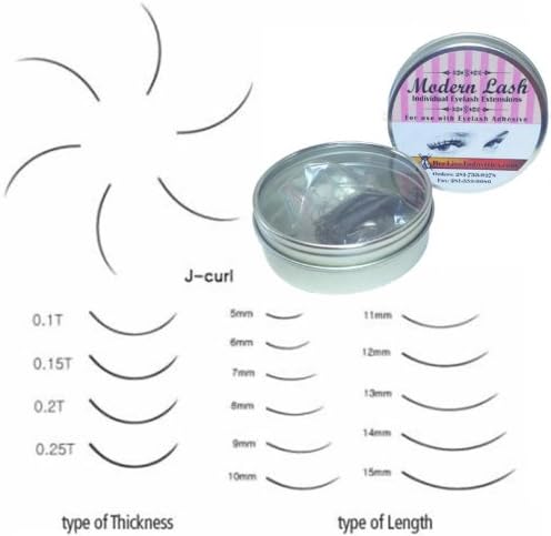 Modern Lash EyeLash Extensions J - Curl Lashes .2mm Thick 1.0 gram Choose Length (15mm Long)
