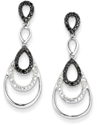 Sterling Silver Black & White Diamond Earrings
