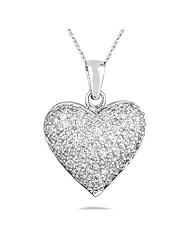 1.00 Ct VS Round Diamond Puffed Heart Pendant 18K White Gold