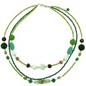 Green Beaded Triple Strand Necklace