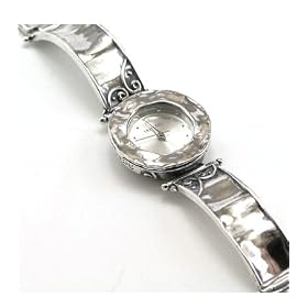 Plain silver Handmade round face silver watch- complete with safety chain