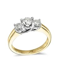 Birthstone Company 14k Yellow Gold 1.00 Ct Three Stone Trellis Diamond Ring