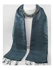 Silk scarf beaded with semi gemstone beads Necklace