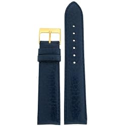 Watch Band Calfskin Leather Comfort Lite Padded Blue Gold-Tone Buckle Ladies 14 millimeters