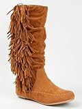 Bamboo FRIENDS-14 Fringe Knee High Moccasin Flat Boot