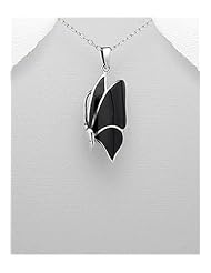 Butterfly Reconstructed stones Pendant Necklace In 92.5 Sterling Silver
