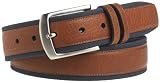 Nautica Men's 1 3/8 Washed Cotton Web Belt with Leather Overlay, Navy, 32