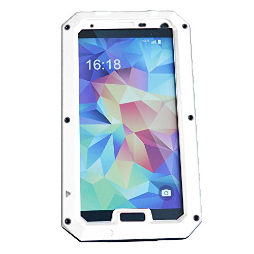 ELECDAY[TM] Metal Corning Gorilla Glass Shockproof/dustproof/weatherproof Military Heavy Protection Hard Cover Skin Case Pouch Shell Membranes for Samsung Galaxy S5 Sv G900 I9600 (White)
