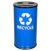 Ex-Cell Round Three-Compartment Recycling Container, Steel, 14 Gallons, Blue/Black (RC15283RBL)