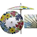 Eastern Bouquet 7 Foot Patio Umbrella With Base - Lily White by Oriental Decor