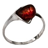 Baltic Dark Honey Amber Sterling Silver Calla Flower Ring
