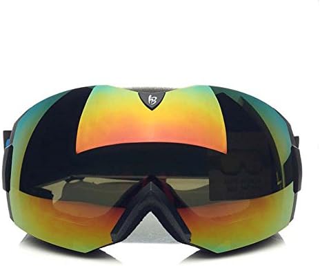 Ski Goggles, male and female snow mirror, fog big vision goggles wind frameless (1041 black sand)
