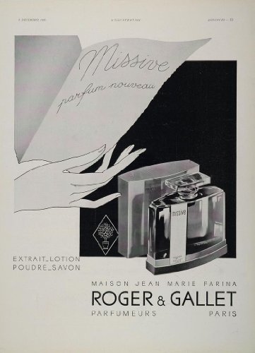1933 French Ad Missive Roger & Gallet Parfum Perfume - Original Print Ad