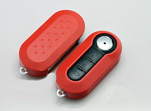Fiat 500 Remote Flip Key Case 3 Buttons Shell Blank Replacement Fob Uncut New Blade RED Color (No Electronics - Empty Case Only)