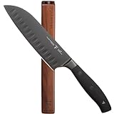 Tyler Florence Titanium 7 inch Santoku Knife with Magnetic Individual Wood Knife Block