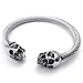 KONOV Mens Stainless Steel Bracelet, Biker Gothic Skull Cuff Bangle, Silver