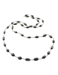 Black Diamond Pave Beads Strand Necklace Sterling Silver Jewelry By Socheec
