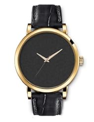 SPRAWL Aanalog Fashion Series Gold Ladies Watches of Genuine Black Leather Strap,Unique Wrist Watch for Women Girls Designed with Texture of dark gray bricks