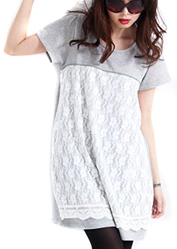 (Goldjapan)ゴールドジャパン 大きいサイズ レディース 切り替えレースワンピース 半袖 半そで 七分袖 7分袖 チュニック Aライン 体型カバー フォーマル パーティー ドレス 結婚式 二次会 入学式 入園式 カジュアル エレガント きれいめ ワンピ エレガント gold034