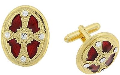 Vatican Gold-Tone Siam Red Cross Cufflinks