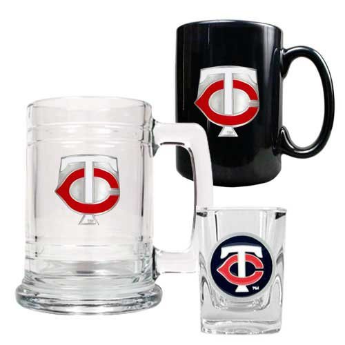 Minnesota Twins MLB 15oz Tankard, 15oz Ceramic Mug & 2oz Shot Glass Set - Primary Logo