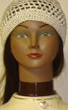 Hand Crocheted Metallic Silver Gimp Skull Cap Offered in Combination with Sterling Silver Choker...