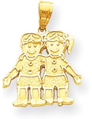10k Yellow Gold Boy & Girl Pendant. Metal Wt- 1g