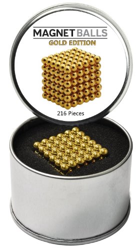 Magnet Balls Gold Edition : The Original 216 Pc Magnetic Rare Earth Magnet Puzzle in Collector Tin (5mm)