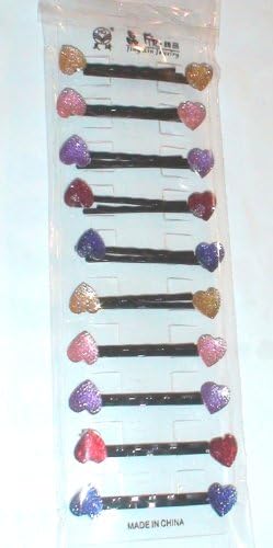 Virtual Store Bundle Wholesale 10 Pairs Adorable Multicolor Hearts Hair Bobby Pins in Assorted Colors Hair Jewelry Accessories