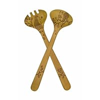 Talisman Designs Get Real Solid Beechwood Salad Set, 12-Inch, Woodland Design