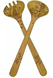 Talisman Designs Get Real Solid Beechwood Salad Set, 12-Inch, Woodland Design