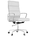 Darius High-Back Leather Chair - White/ Aluminum