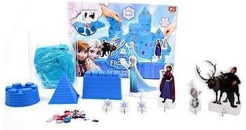 Disney Frozen Play Sand Set for Kids - Blue Coloured Kinetic Magic Sandbox Kit with Moulds &amp; Tray - 1lb Castle Super Box Playset by Slammer