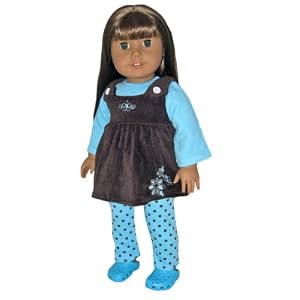 Brown Turquoise Jumper, Top, and Leggings. Fits 18 Dolls Like American Girl Doll. by