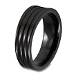Tapered Grooved Black Ceramic Ring (6 - 8 mm) - Sizes 8 - 13